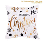 FENGRISE 45x45cm Cotton Linen Merry Christmas Cover Cushion Christmas Decor for Home Happy New Year Decor 2019 Navidad Xmas Gift