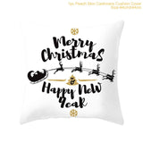 FENGRISE 45x45cm Cotton Linen Merry Christmas Cover Cushion Christmas Decor for Home Happy New Year Decor 2019 Navidad Xmas Gift