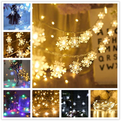 Snowflakes String Light LED Christmas Decor for Home Hanging Garland Christmas Tree Decor Ornament  Navidad Xmas Gift New Year